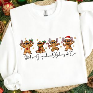 Stich's gingerbread baking and co Png, blue alien Cute Christmas PNG, Preppy Christmas Brushstroke Png, Holiday Movies,