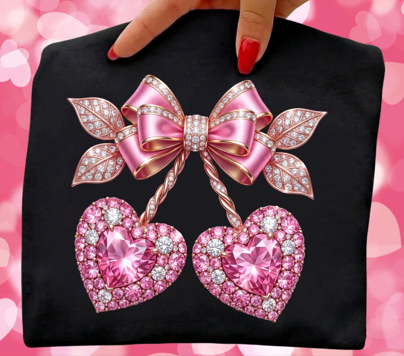 Valentine diamond bow PNG, Pink Red Heart Coquette Design, Valentines day png, Retro Girly Valentine Shirt Png, Trendy v
