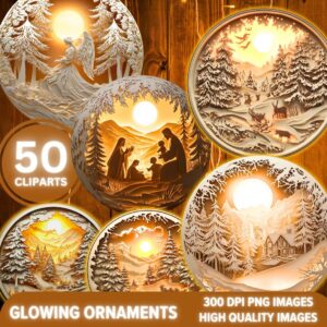 50 gold Christmas Ornaments, Tree Decorations Craft Set, Hanging Bauble with Snowy Scene, Christmas ornaments, best sell