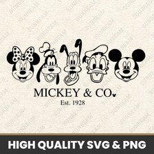 Mickeyy and co est 1928 SVG , Mickeyy & Friends, Dis ney SVG, Svg Files For Cricut, Magic Kingdom, Mickeyy Png, Digital