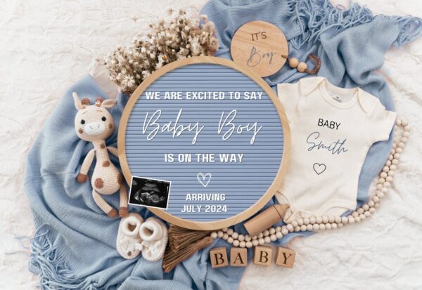Editable Boy Pregnancy Announcement