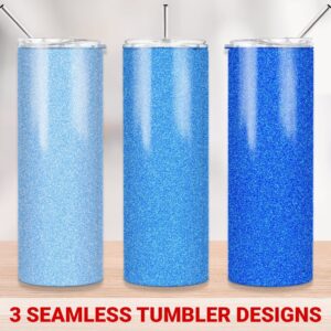 3 Blue Glitter 20 oz Skinny Tumbler Sublimation Design, Straight Tapered Design Digital Download | Sublimation tumbler d