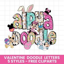 Mikey Mouse Easter Alphabet Letters PNG Bundle, Mouse and friends cartoon Doodle, Sublimation Alpha Set Designs PNG, Mik
