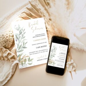 Eucalyptus Bridal Shower Invitation Template, Greenery Bridal Shower Invitation Printable, Bridal shower Download, Boho