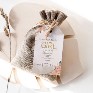 Girl Boho Shower Favor Tags Girl Baby Shower Thank you tags EDITABLE Girl Pink Pampas Grass Favor Tags Template 063