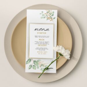ROYALTY Eucalyptus and Gold Frame Wedding Menu Download Template, Greenery Printable Menu Download, Printable Custom Men