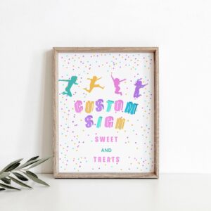 Editable Trampoline Party Bounce House Jump Party Birthday Party Simple Table sign, Sweet and Treats sign, Jump Invitati