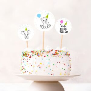 Party Animals Cupcake Toppers Favor Tags Birthday Party Decoration Safari Animals Zoo Birthday Wild One download Digital