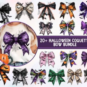 Halloween Coquette Bow Bundle Png, Girly Halloween Coquette Bow, Spooky Season Png, Coquette Gothic Bat , Halloween Mama