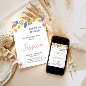 EDITABLE Baby in Bloom Baby Shower Invitation, Spring Flowers, Wildflower Baby Shower Electronic Invitation Phone Templa