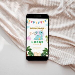 Dinosaur Birthday Party Invitation Template | Dinosaur Party Invitation | Editable Invitation | Mobile Invitation 057