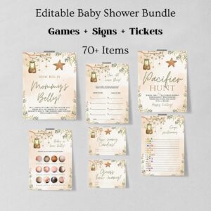 Baby Shower Game Bundle, Boho Baby Shower Game Kit, Printable Baby Shower Game, Clothes Baby Shower, Boy Baby Shower, Ne