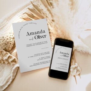 Minimalist Wedding Invitation Template | Modern Wedding Invite | Minimalist Wedding Mobile Invitation | Editable Electro