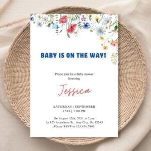 EDITABLE Wildflower Baby Shower Invitation, Boho Wildflower baby shower Electronic Invitation Phone Template 1217