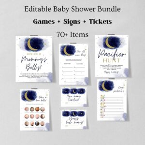 Over the Moon Baby Shower Games, Printable, Moon and Stars Baby Shower Game Bundle, Twinkle Twinkle Little Star Baby Sho