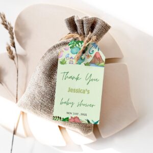 Editable Dinosaur Baby Shower Favor Tags, Greenery Dino Baby Shower Favor Tags, baby shower Gift tag 1230