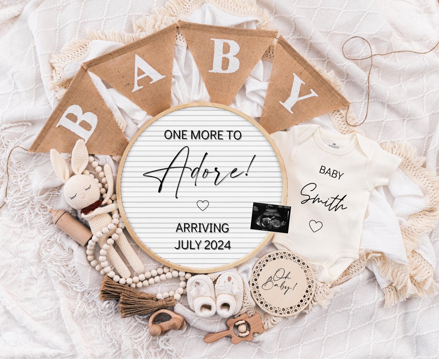 Digital Pregnancy Announcement / Pregnancy Reveal / Social Media / Gender Neutral / Facebook / Instagram / Boho / Person