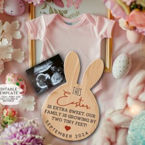 Easter Pregnancy Announcement Digital, Spring Baby Announcement, Gender Neutral Template, April Boho Reveal, Easter is E