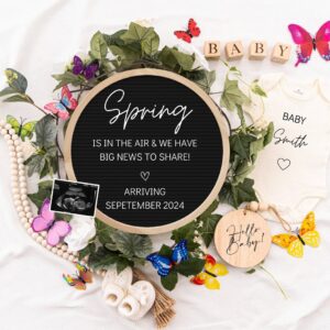 Spring is in The Air, Digital Pregnancy Announcement, Baby Announcement, Floral Gender Neutral Template, Social Media Re