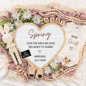 Spring is in The Air, Digital Pregnancy Announcement, Baby Announcement, Floral Gender Neutral Template, Social Media Re