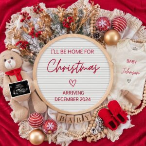 Christmas Pregnancy Announcement Holiday Digital Baby Announcement Editable Template Instant Download Girl Gender Reveal