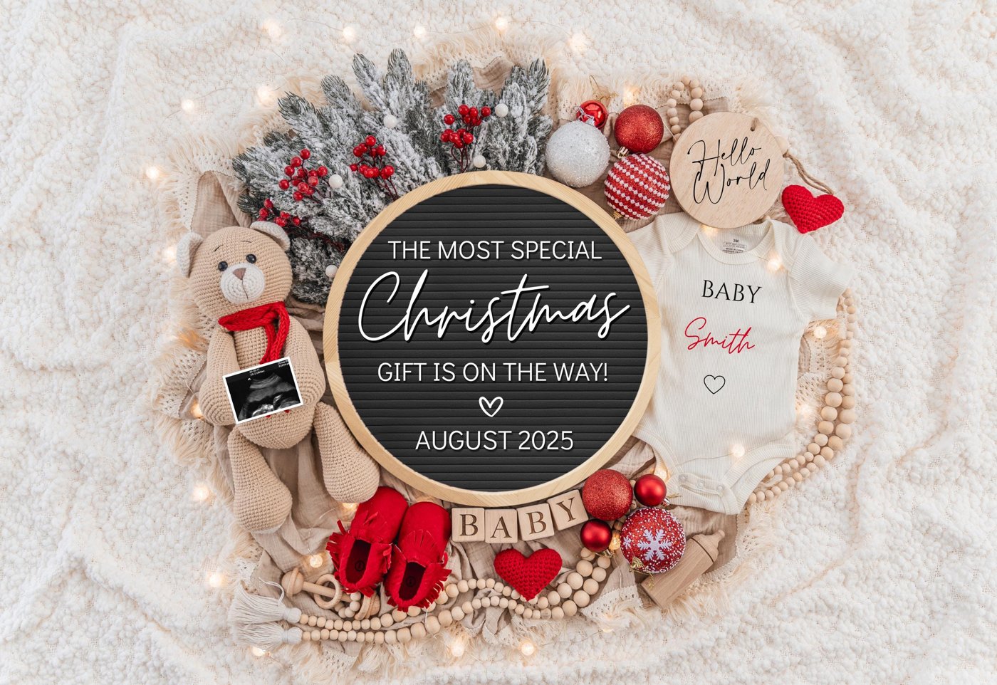 Christmas Pregnancy Announcement Digital Baby Announcement December Pregnancy Gender Neutral Social Media Reveal Templat