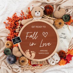 Fall In Love Pregnancy Announcement Digital, Autumn Baby Announce, Neutral, Instant Editable Template, Social Media, Gen