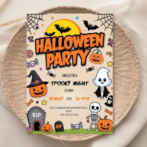 Halloween Party Invitation, Canva Template, Kids Spooky Night Party, Editable Halloween Invitation Halloween Party Invit