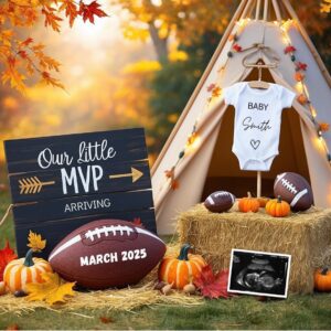 Game Fall Pregnancy Announcement Digital Baby Announcement Autumn Gender Neutral Gender Reveal Boy Social Media Reveal F