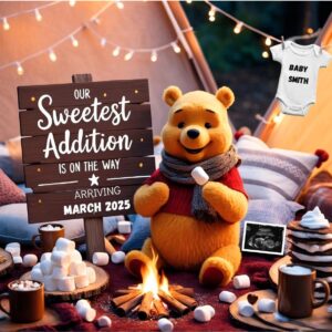 Camping/Chocolate Pregnancy Announcement Digital, Autumn Baby Announce, Neutral, Instant Editable Template, Social Media