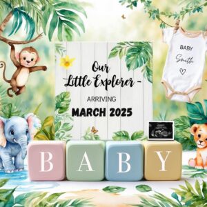 Safari Theme Fall Pregnancy Announcement Digital Baby Announcement Gender Neutral Gender Reveal Boy Social Media Reveal