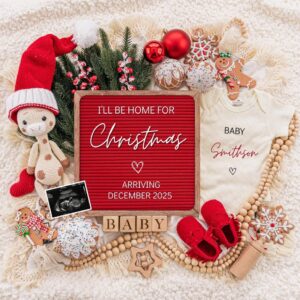 Christmas Pregnancy Announcement Digital Baby Announcement December Pregnancy Gender Neutral Social Media Reveal Templat