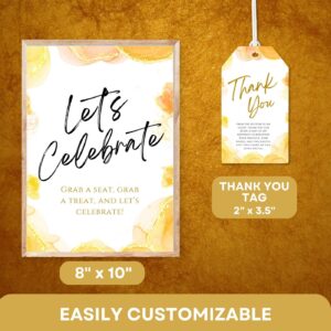 Tropical Brunch Party Invitation Template, Editable Pink Orange Gold Design, Birthday Celebration for Ladies, Teens, and