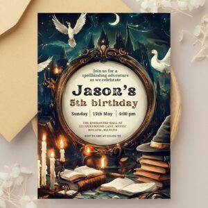 Editable Wizard Birthday Invitation Template, Magical Party Design, Magic School Theme Celebration, Instant Download Pri