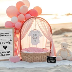 Pastel Pink theme Nautical Baby Announcement, Girl baby Beach Pregnancy Announcement, Digital & Editable Template, Insta