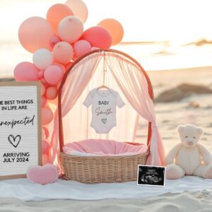 Pastel Pink theme Nautical Baby Announcement, Girl baby Beach Pregnancy Announcement, Digital & Editable Template, Insta