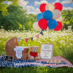 Editable 4th of July Pregnancy Announcement | 4th july Baby Reveal | July Baby Digital Template | Instant Download for S