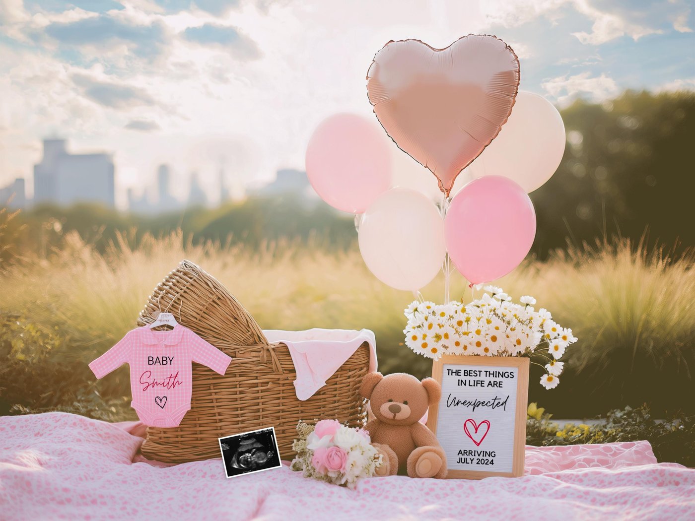 Digital Little Sister Pregnancy Reveal | Editable Pink Pregnancy Announcement for Social Media | Baby Sister Gender Reve