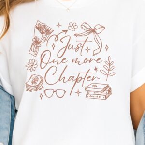 Just one more chapter PNG, Coffee and Books PNG, Floral Valentine Book Lover Design Books and Coffee Design (Digital Dow