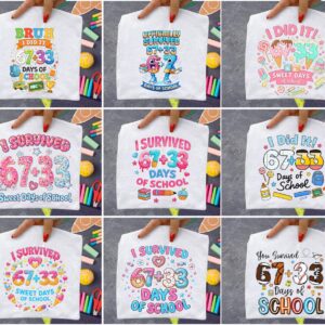 I Survived 100 Days of School PNG Bundle: I Survived 67 33 Days of School Png, 100th Day of School Png, Teacher 100 Days