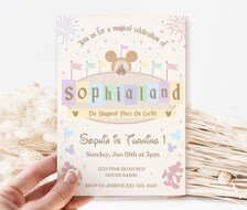 Personalizable Dinseyland Birthday Invitation, Mikey Mouse Birthday, Mini Birthday, Happiest Birthday On Earth Invitatio