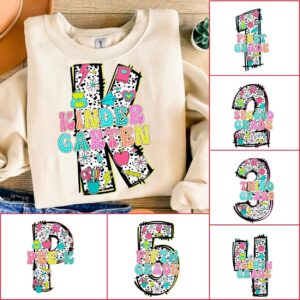 Retro Back to School Png Bundle, Team Grade Png, Retro Teacher png, Kindergarten 1st/2nd/3rd Grade, Bright Dalmatian Dot