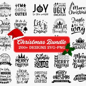 200+ Christmas SVG Bundle, Winter svg, Santa SVG, Holiday, Merry Christmas, Christmas Bundle, Funny Christmas Shirt, Cut
