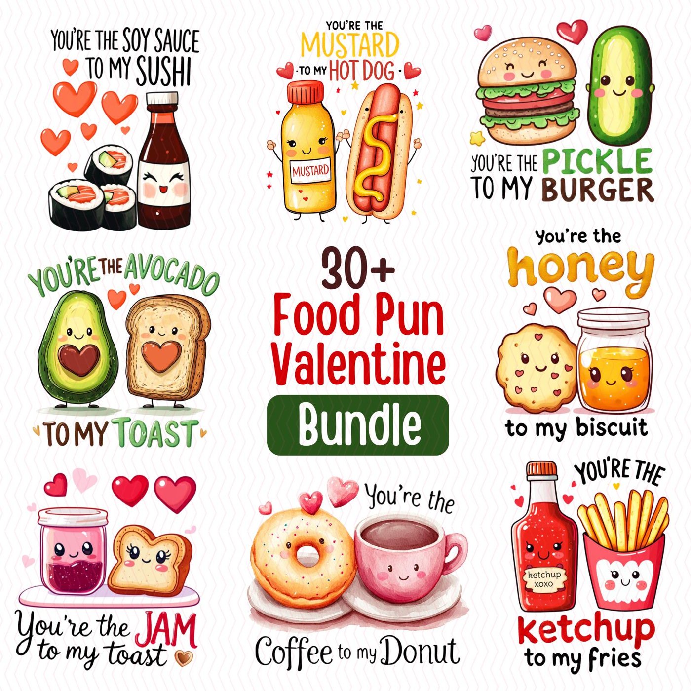 Food Pun Funny Valentine PNG Sublimation Bundle, Food Pun Png, Funny Couple Png, Corny Couple Gift Valentine Sublimation