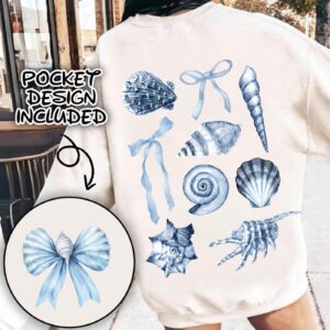 Retro Summer Seashell PNG, Preppy Beach Aesthetic Clipart, Girly Coquette Summer PNG Set, Hello Summer Brushstroke PNG