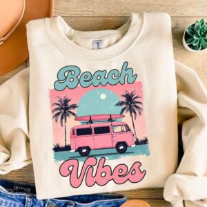 Beach vibes Png | Retro summer shirt design | Funny beach shirt print | Highland cow design Png | Summer sublimation des