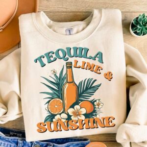 Tequila lime and sunshine Png | Retro summer shirt design | Funny beach shirt print | Highland cow design Png | Summer s