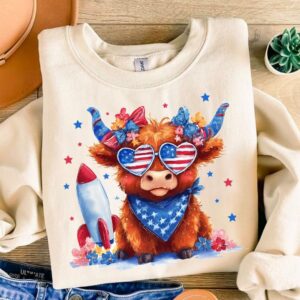 Watercolor Highland cow png, Coquette Bow png, 4th of July sublimation, America Png, Freedom, American Flag sublimation,