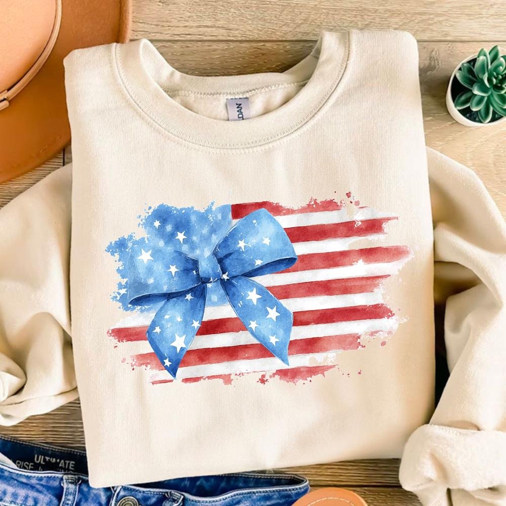 Watercolor American Flag png, Coquette Bow png, 4th of July sublimation, America Png, Freedom, American Flag sublimation