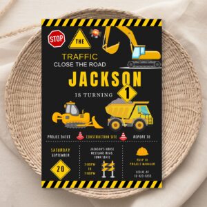 Construction Birthday Party Invitation Template, Construction Invitation, Construction, Printable Template 082